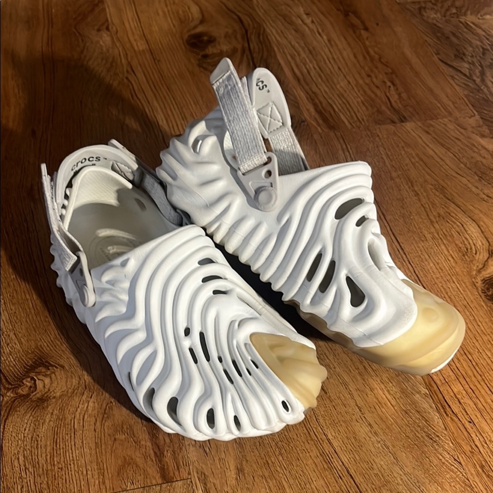 Saleme Bembury x CROCS - White and Cream Sandals with Huarache-Inspired Design